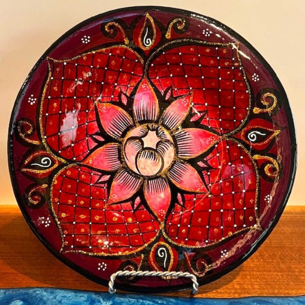 Handcrafted Colorful Pottery Plate Wall Art Hanging
